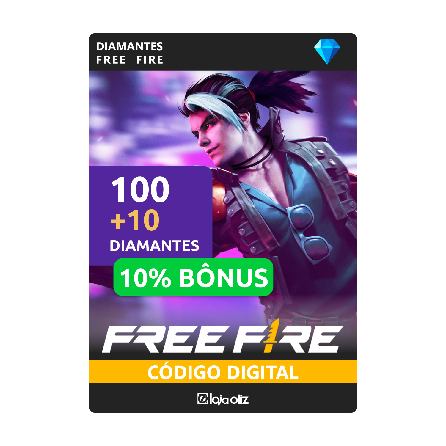 Free Fire - 520 Diamantes + 20% de Bônus - Código Digital