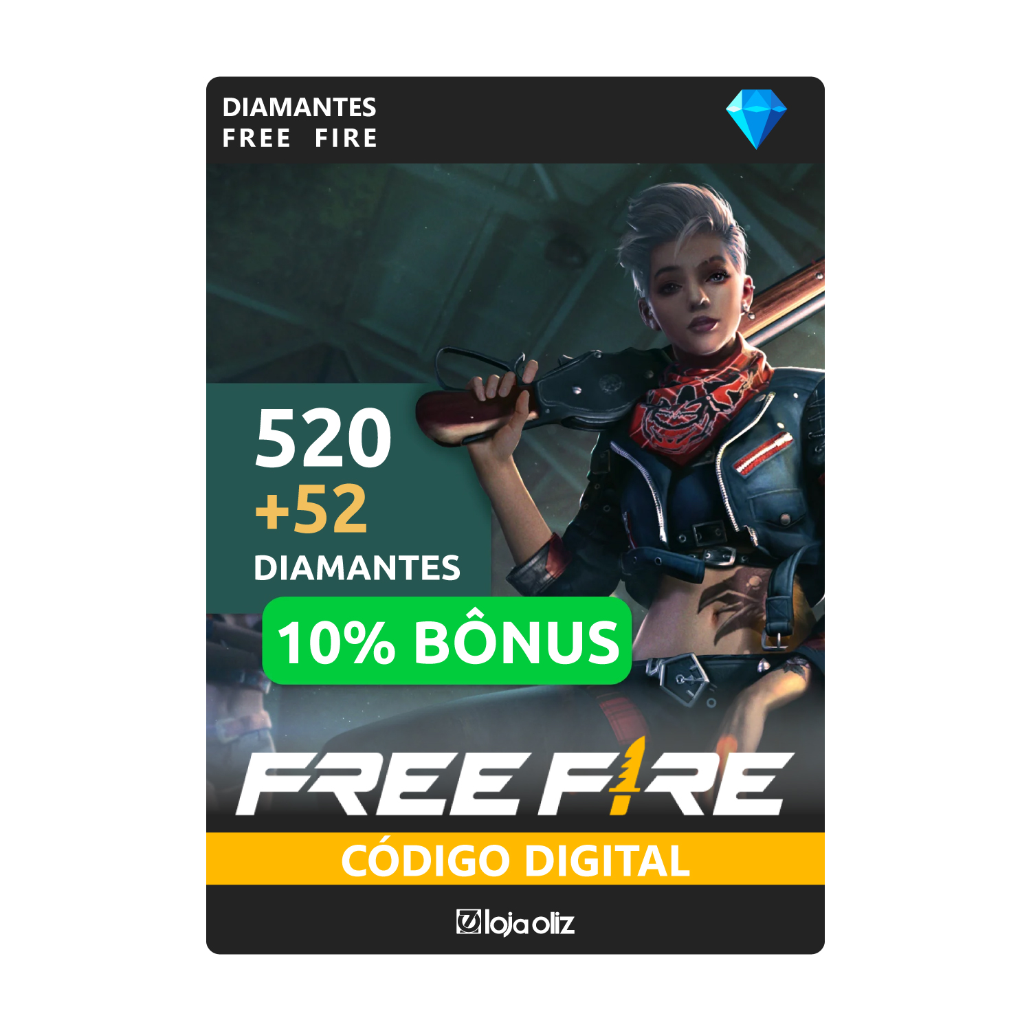 Free Fire – 520 Diamantes + 52 Bônus – WOW Games