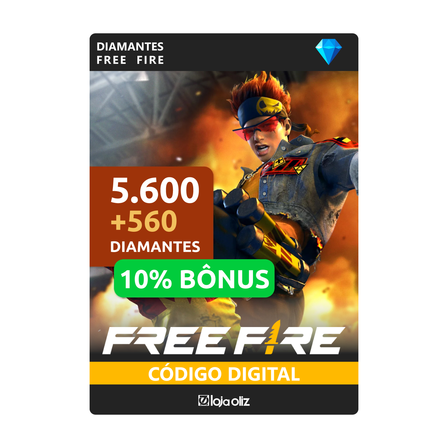 Compre Créditos Free Fire - 100 Diamantes + 10% Bônus na Loja Oliz